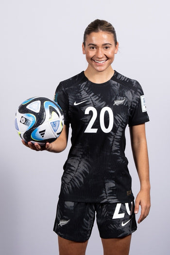 Image Of Indiah Riley Posing With Soccer Ball